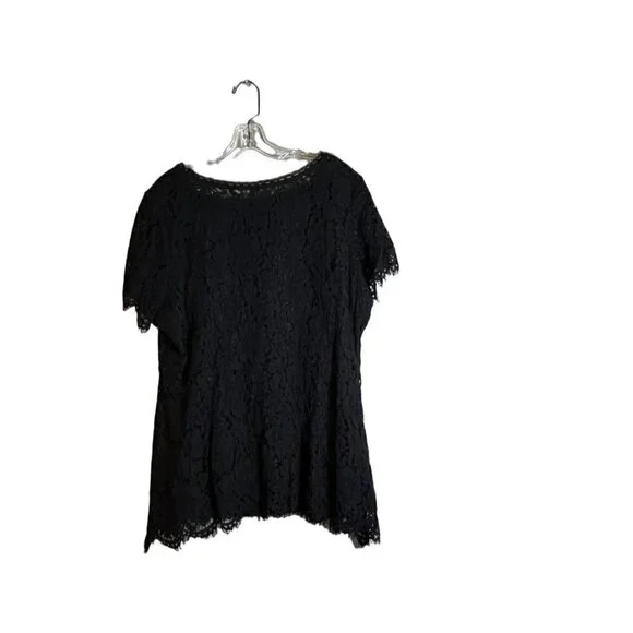 Isaac Mizrahi Live! Black Women's Shell with Lace Overlay Size 1X - Picture 5 of 9